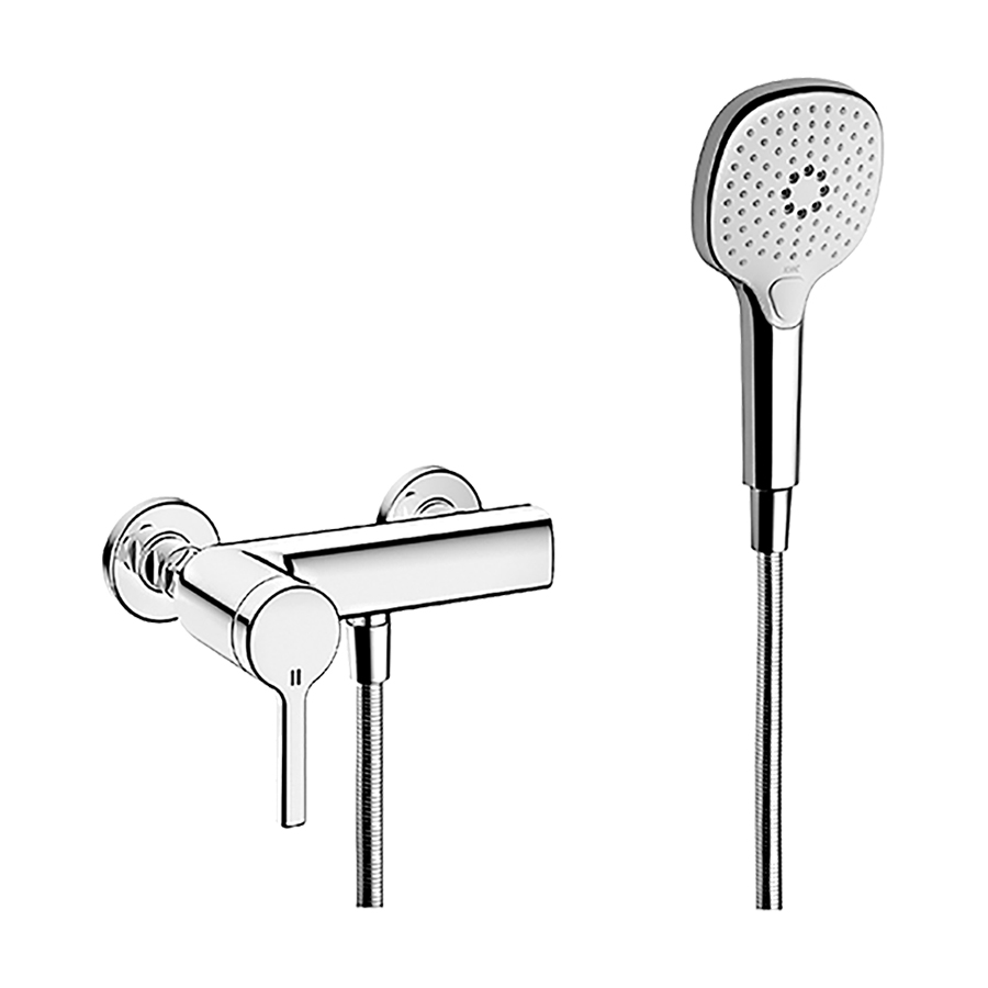 Mélangeur de douche AVA 2.0 E 153 mm, raccords d'arrêt 1/2" x 1/2", avec douche et tuyau, chromeline