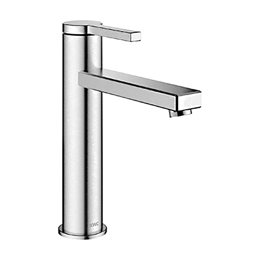 Mélangeur de lavabo AVA E INOX S 145 mm, goulot fixe vidage Push Open, acier inoxydable