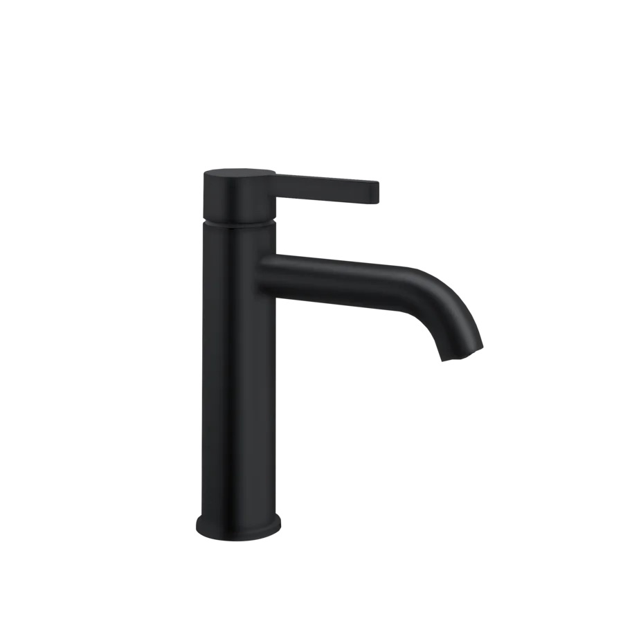 Mélangeur de lavabo BELLA S 140 mm, goulot fixe vidage Push Open, noir mat