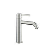 Mélangeur de lavabo BELLA S 140 mm, goulot fixe sans vidage, tuyaux de raccordement flexibles 3/8" groupe acoustique NT, acier inoxydable brossé
