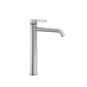 Mélangeur de lavabo BELLA S 195 mm, goulot fixe H jusqu'à aérateur 242 mm H levier ouvert 364 mm sans vidage, tuyaux de raccordement flexibles 3/8" groupe acoustique NT, acier inoxydable brossé