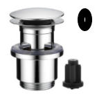 Bonde soupape d'écoulement 1 1/4" Push open fonction 2 en 1, (BEVO) appuyez pour ouvrir et fermer verrouillable en position ouverte, adapté aux lavabos avec ou sans trop-plein, NOIR MAT