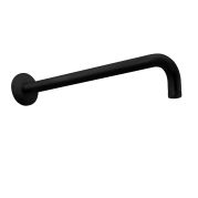 Bras murale de douche 1/2", L 35,2 cm modèle coude rond avec rosace ronde, adapté pour tous les pomme de douches, noir mat
