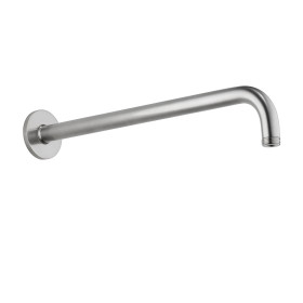 Bras murale de douche 1/2", L 35,2 cm modèle coude rond avec rosace ronde, (BEVO) adapté pour tous les pomme de douches, acier inoxydable brossé