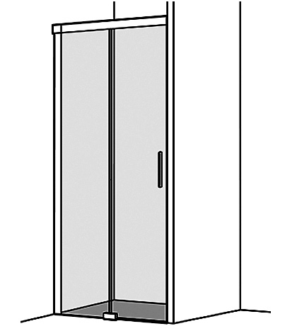 Porte coulissante S600PLUS NICHE, 138,5-140,0 cm H 200 cm, cadre partiel 2 panneaux, partie fixe à gauche, Soft-Stop, fonction Self-Close, guidage magnétique MESURES EXACTES SELON PRISE DE MESURE, verre véritable clair, argent poli