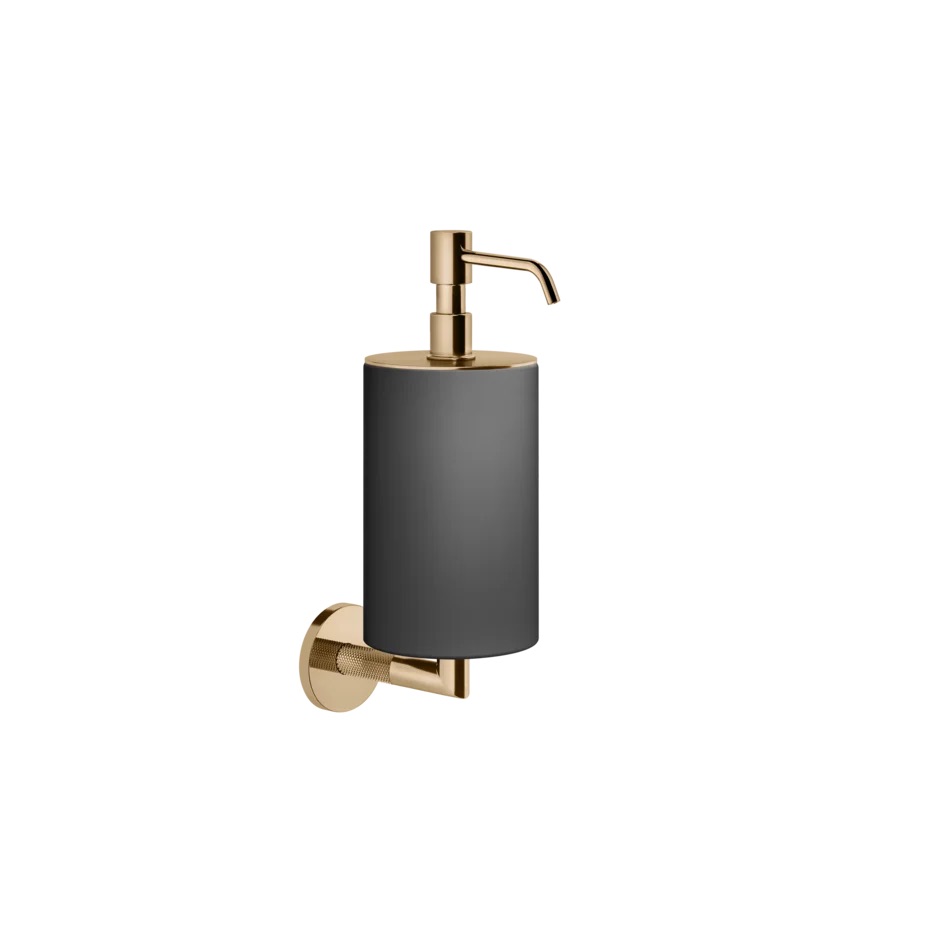 Distributeur de savon GESSI® "ANELLO" liquide noir, Finition 713 Antique Laiton PVD (verre noir)