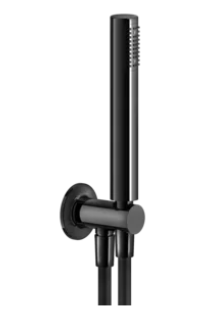 Ensemble INCISO comprenant sortie coudée murale, douchette anticalcaire 1 jet et flexible 1.50 m, 707 Black métal brushed