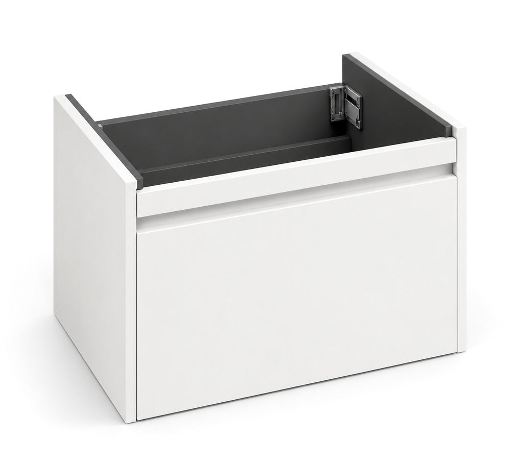 Elément inférieur sous-lavabo L57.0XH36.5XP45 cm, pour lavabo 60 cm, 1 tiroir 35 cm, corps/faces laqué, Finitions Blanc mat/brillant à choix, SYSTEM M1, poignée à choix