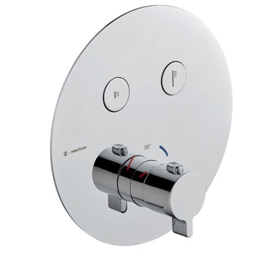 Mitigeur THERMO EASY UP, thermostat, set de montage final, D 19 cm, poussoirs pour commander 2 fonctions, sans corps à encastrer, débits selon tête de douche et pomme de douche, groupe acoustique NT, chromé