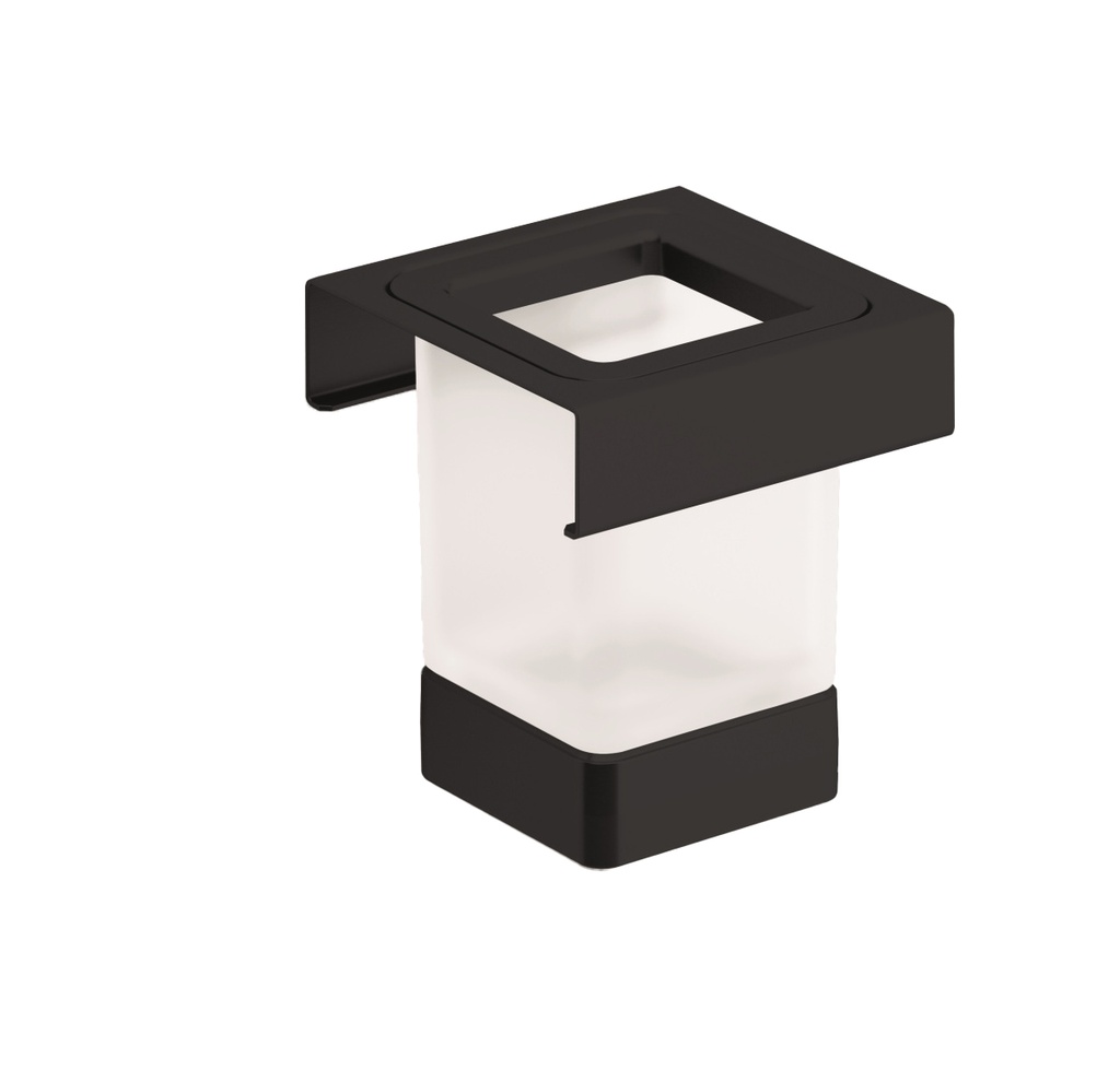 Module porte-verre ISOLA L100 x H106 mm, verre satiné, NE acier inox noir mat