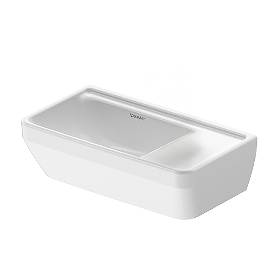 Lave-mains MATRIX - 40 x 22 cm, céramique tablette de robinetterie sans trop-plein, partie inférieure émaillée, avec matériel de fixation, 1 trou à droite, standard, blanc
