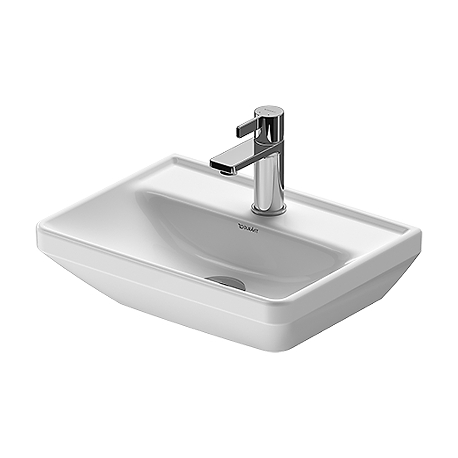 Lave-mains MATRIX - 45 x 33,5 cm, céramique tablette de robinetterie sans trop-plein, partie inférieure émaillée, 1 trou robin., standard, blanc
