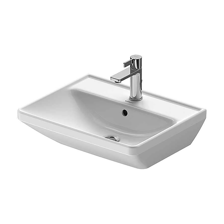 Lavabo MATRIX - 55 x 44 cm, céramique tablette de robinetterie avec trop-plein, partie inférieure émaillée, 1 trou robin., standard, blanc