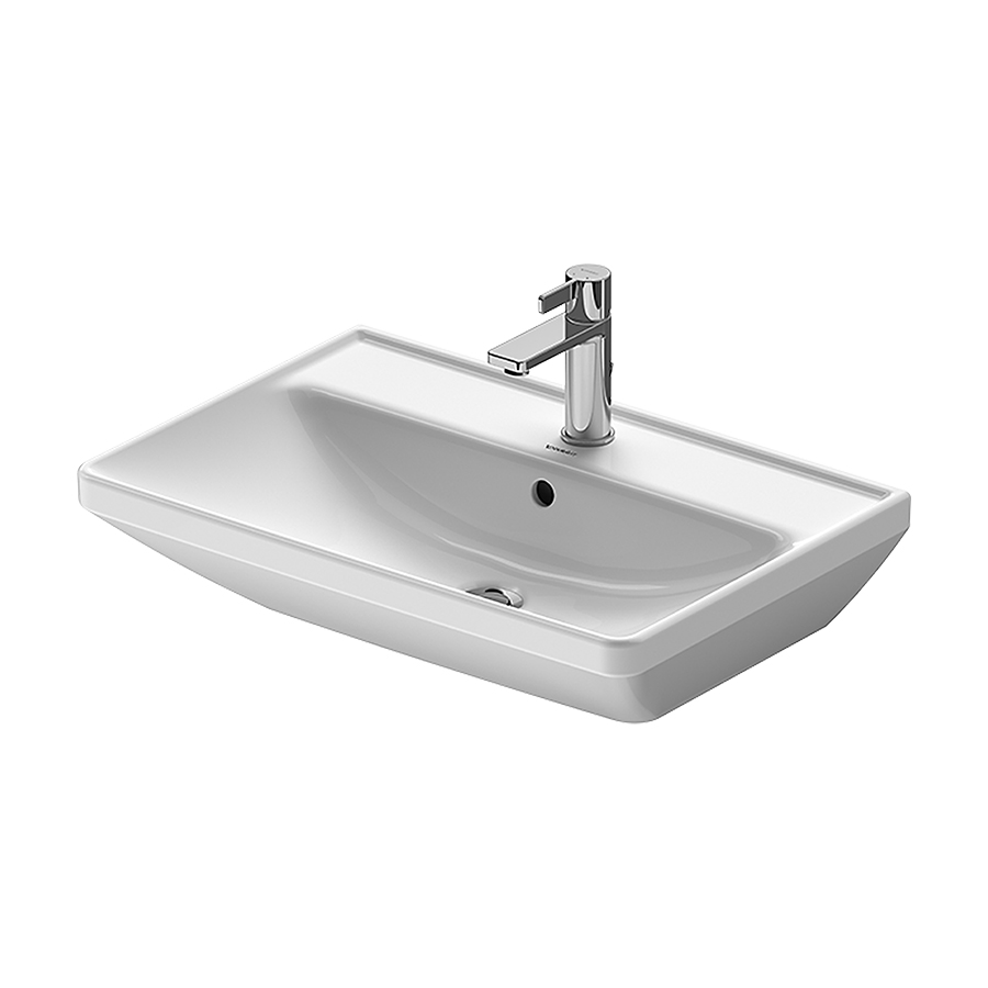 Lavabo MATRIX - 65 x 44 cm, céramique tablette de robinetterie avec trop-plein, partie inférieure émaillée, 1 trou robin., standard, blanc