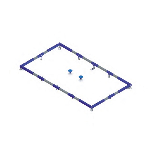 [1614C0559] Kit ViFrame (Planeo, Squaro Infinity), pour petits receveurs de douche (jusqu'à 1000 x 1000 mm) en céramique ou acryliques avec 2 pieds centraux. Plage de réglage en hauteur s'étend sur 2 niveaux de 90 à 175 mm et peut être facilement ajustée avec une clef à six pans.