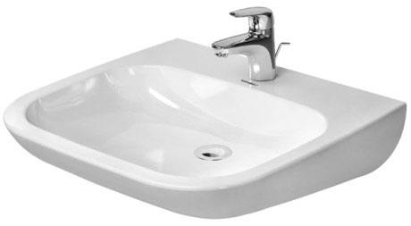 [1624C0645] Lavabo D-Code Vital Med 60x55,5 cm, plage de robinetterie, sans trop-plein, dessous émaillé, blanc