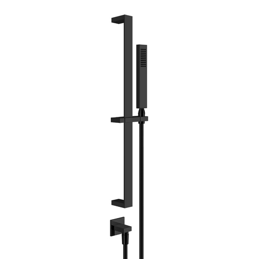[1621C1147] Glissière douche 60 cm RETTANGOLO, inclus douchette à main, flexible 1.50 cm et sortie G-1/2" murale coudée, 299 noir XL