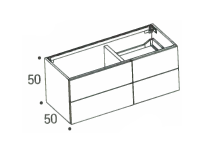 [1616C3926] Elément inférieur sous-lavabo, L105xH50xP50 cm, Caisson int. 10F-Nob.Grigio fumé, pour lavabo, Slim, Tak (lavabo à gauche) 4 Tiroirs 75/35 cm- corps/faces mélaminé, Finitions Dekorativo 3D à choix, SYSTEM M1, poignées à choix