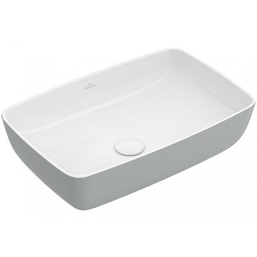 [1624C0661] Lavabo à poser rectangulaire ARTIS 58x38 cm, céramique, sans trop-plein, sans trou robin., Bicouleur Blanc / French Linen (gris)
