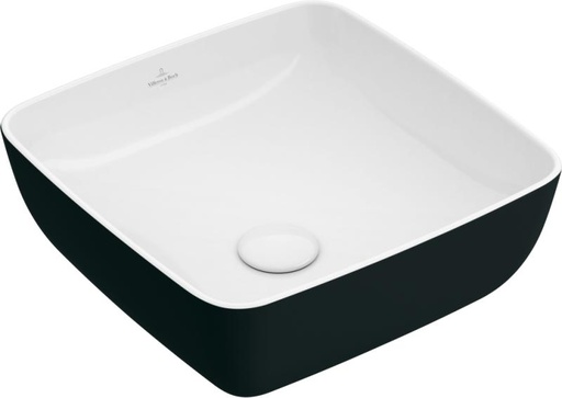[1624C0669] Lavabo à poser carré ARTIS 41x41 cm, céramique, sans trop-plein, sans trou robin., Bicouleur Blanc / Coal Black (noir)