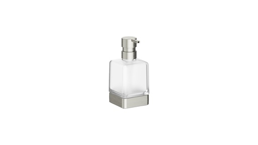 [1690C0802] Distributeur de savon LEA 1800, modèle à poser réservoir en verre satiné, Nickel brossé
