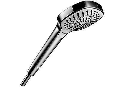 [1621C1237] Douche à main CROMA SELECT E MULTI, Quick Clean, D 11 cm changement de jet via le bouton Select, Soft Rain/ IntenseRain/Massage, débit 16 l/min, groupe acoustique I, chromé - blanc