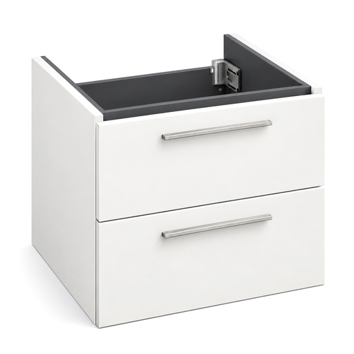 [1616M3573] Elément inférieur sous-lavabo PRO, L57XH51.5XP45 cm, Caisson int. 10F-Nob.Grigio fumé, pour lavabo Pro 65 cm (H8189530001041), 2 tiroirs 25/25 cm, corps/faces laqué, Finitions Blanc mat/brillant à choix, SYSTEM M, poignée visée à choix