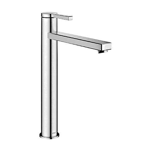 [1621C1328] Mélangeur de lavabo AVA E INOX S 195 mm, goulot fixe haute colonne H jusqu'à aérateur 232 mm H levier ouvert 327 mm sans vidage, acier inoxydable