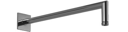 [1621C1339] Bras murale de douche KWC 1/2", L 35,2 cm modèle coude anguleux avec rosace carrée, adapté pour tous les pomme de douches (AVA E INOX), acier inoxydable brossé
