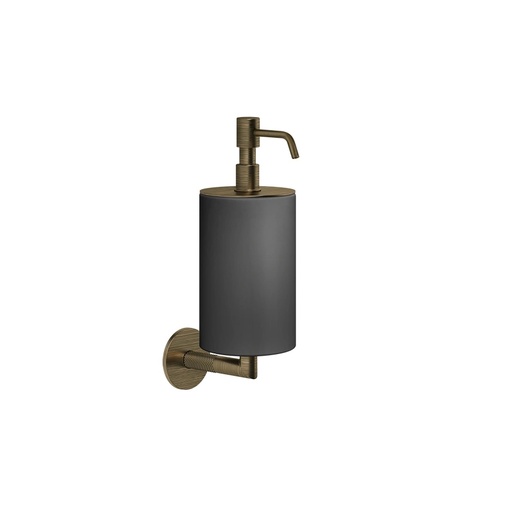 [1690C1032] Distributeur de savon GESSI® "ANELLO" liquide noir, Finition 713 Antique Laiton PVD (verre noir)