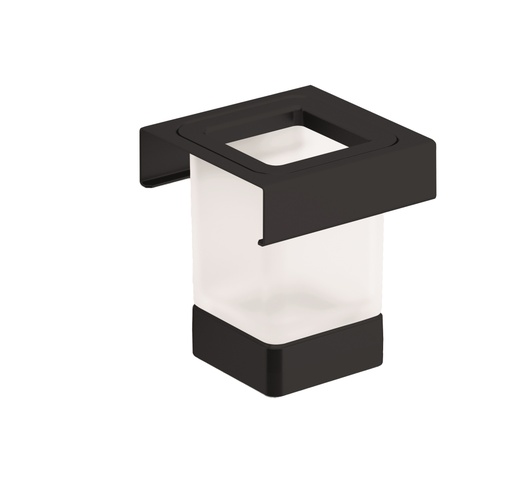 [1690C1041] Module porte-verre INDISSIMA, L100 x H106 mm, verre satiné, NE acier inox noir mat