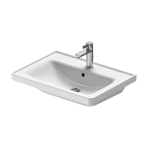 [1624M0553] Lavabo D-NEO 65 x 48 cm, céramique tablette de robinetterie pour meuble suspendu avec trop-plein, partie inférieure émaillée, 1 trou robin., standard, blanc