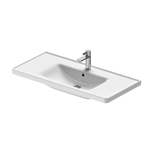 [1624M0532] Lavabo D-NEO 100,5 x 48 cm, céramique tablette de robinetterie pour meuble suspendu avec trop-plein, partie inférieure émaillée, 1 trou robin., standard, blanc