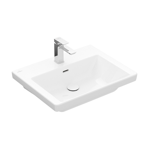 [1624S0207] Lavabo SUBWAY 3.0 60 x 47 cm, céramique anguleux, avec trop-plein côté inférieur meulée, 1 trou robin., standard, blanc