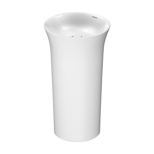 [1624C0690] Lavabo WHITE TULIP D 50 cm, H 90 cm, céramique pose libre, sans trop-plein avec ouverture pour raccordement au sol, avec matériel de fixation, siphon et enjoliveur en céramique, sans trou robin., standard, blanc
