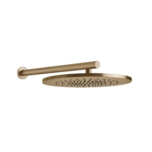 [1621C2276] Douche de tête ronde GESSI 316 Diam. 355 mm, 1/2" avec bras mural de douche 1/2", L 50,0 cm avec rosace ronde, 3 bar, débit 12 l/min, 726 Warm Bronze Brushed PVD