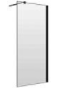 [1613H0317] Cloison latérale S400Plus 100,1-120 cm, H 200 cm pose libre, tube de stabilisation, charnières à droite, verre véritable clair, argent poli
