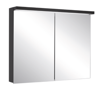 [1617C0510] Armoire de toilette BORDO (anc. ADVANCED Line Ultimate TW ALU1) 90/2/TW, dim. 90 x 70 x 12 cm profil en aluminium, avec paroi arrière en miroir, prises double en bas à la paroi intermédiaire, 2 portes à double miroir, LED dimmable, en haut et en bas, dessus et dessous séparément commutable 2000-6500 K, bouton pour les fonctions à l'intérieur du profilé latéral, miroir grossissant IP44, noir mat