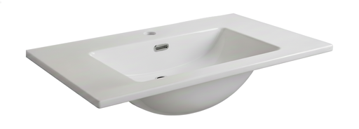 [1616C4034] Plan vasque moulé 60 cm en céramique blanche "LUMIO", avec trop plein, Dim.610x15x460mm, profondeur vasque 125mm, blanc