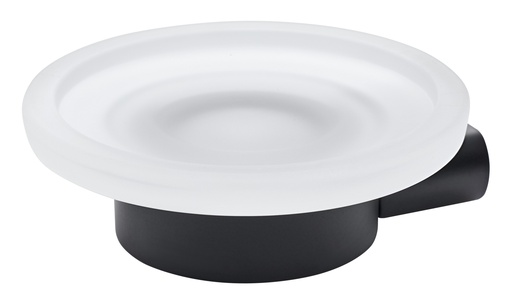 [1690C1172] Porte-savon en verre AIROLO 11.5 x 11 x 3.9 cm, verre mat, noir mat