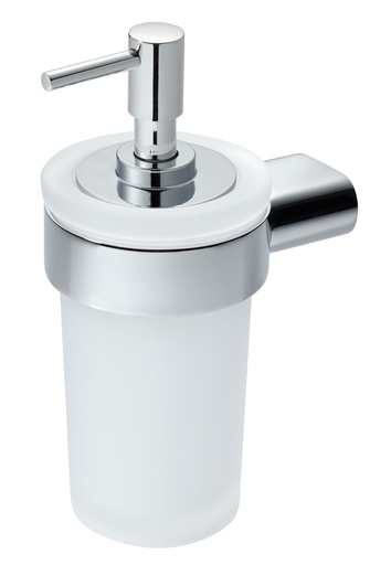 [1690C1173] Distributeur de savon AIROLO 16.2 x 9.4 x 7.9 cm, verre mat, chromé