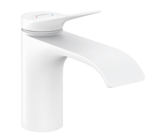 [1621C1495] Mélangeur de lavabo VIVENIS 80 S 133 cm, goulot fixe avec vidage excentrique, Blanc mat