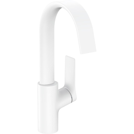 [1621C1507] Mélangeur de lavabo VIVENIS 210, S 139 cm, goulot orientable, avec vidage excentrique, Blanc mat