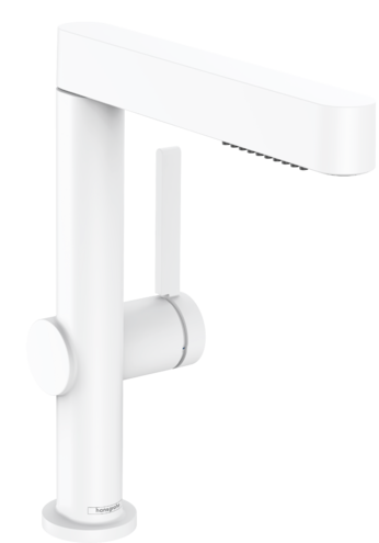 [1621C1566] Mélangeur de lavabo FINORIS 230, S 178 cm, douche extensible 2jet, avec vidage Push-Open, Blanc mat
