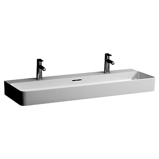 [1624C0775] Lavabo VAL 2 trous pour la robinetterie, 120 x 42 cm, SaphirCéramique pour meuble suspendu avec trop-plein, standard, blanc