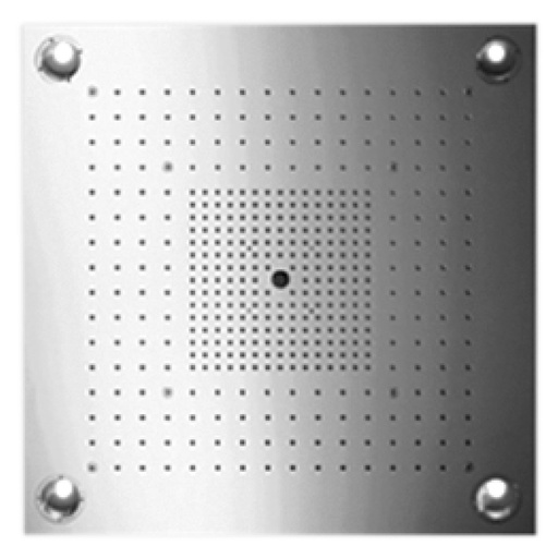 [1621C1701] Douche au plafond ShowerHeaven Starck ShowerHeaven STARCK 3/4" 72 x 72 cm, pour encastrement dans ou sur le plafond 3 zones de jets, zone Body extérieure, zone Rain inté- rieure avec technologie Air jet laminaire D 17 mm avec lumière, sans module thermostat 758 458/757 031 débit 45 l/min groupe acoustique III, Steel