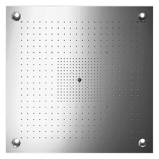 [1621C1702] Douche au plafond ShowerHeaven Starck ShowerHeaven STARCK 3/4" 97 x 97 cm, pour encastrement dans ou sur le plafond 3 zones de jets, zone Body extérieure, zone Rain inté- rieure avec technologie Air jet laminaire D 17 mm sans lumière, sans module thermostat 758 458/757 031 débit 50 l/min groupe acoustique III, Steel