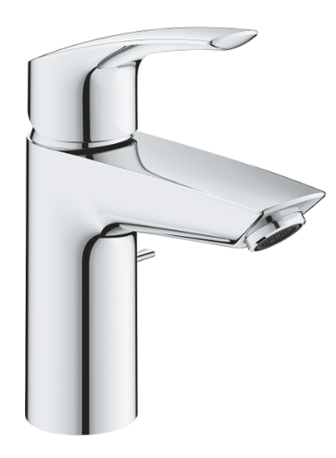 [1621M0854] Mélangeur de lavabo EUROSMART, S 109 mm, 1/2" Taille S, ouverture eau froide au centre et mousseur 5.7 l/min, goulot fixe vidage excentrique, classe énergétique A, groupe acoustique 1, chromé