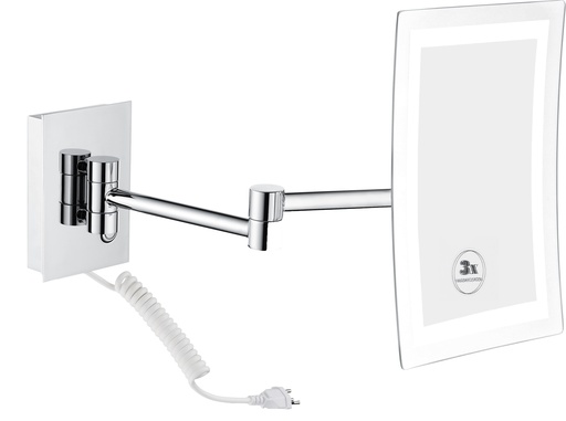 [1617M3694] Miroir cosmétique Ferro LED 16 x 20 cm, avec câble modèle mural, 5500K blanc, IP44, tension électrique 230V / 50-60 Hz, grossissement 5 fois, classe énergétique A, chromé