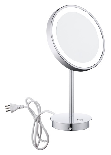 [1617M3695] Miroir cosmétique Maia LED D 20 cm, avec câble modèle à poser, 5500K blanc, IP44, tension électrique 230V / 50-60 Hz, grossissement 3 fois, chromé